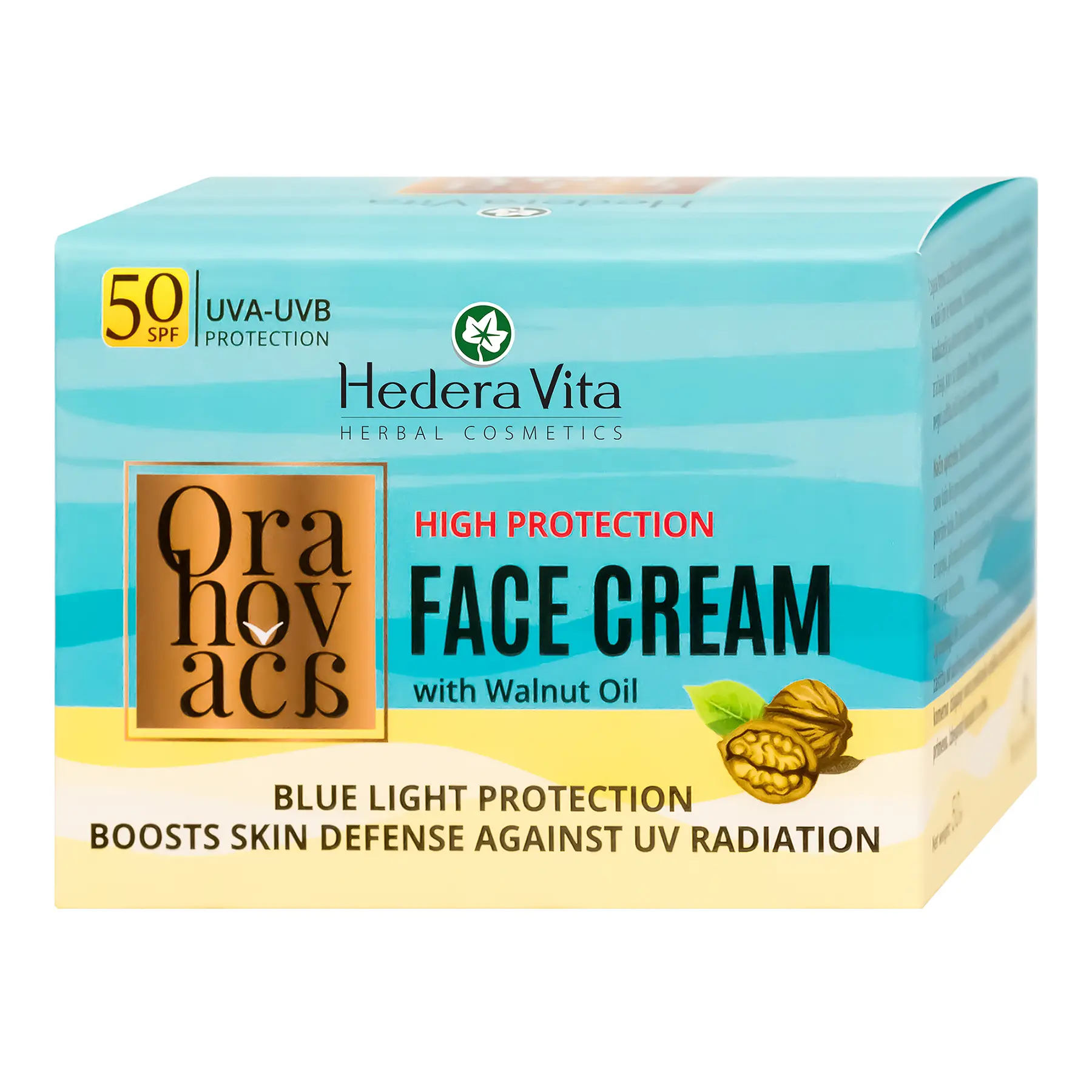 Orahovaca-krema-za-lice-SPF50-50ml Krema za lice SPF50 – Orahovača, 50ml HEDERA VITA - Image 1